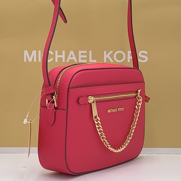 MICHAEL KORS 
Jet Set Large Saffiano Leather Crossbody Bag ELECTRIC PINK COLOR - Picture 3 of 15
